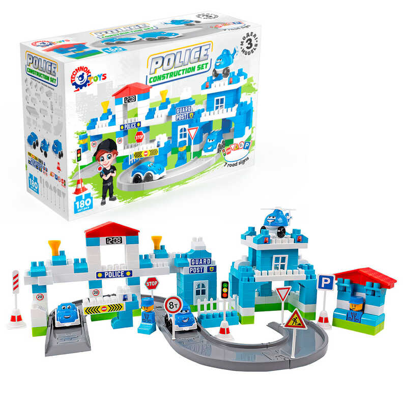 Picture of гр "Конструктор" Технок 8447 (3) "Technok Toys" відділок поліції, 180 деталей, патрульна машина, мінівен, гвинтокрил, в коробці