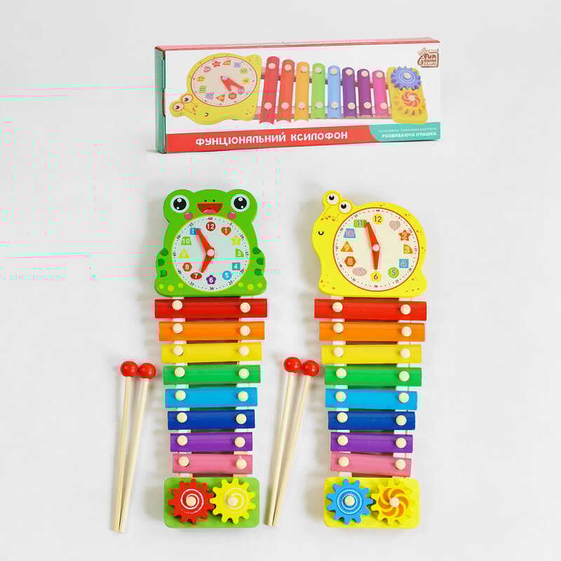Picture of гр Ксилофон Годинник 62683 (48) шестерні, "4FUN Game Club Wood", 2 види, в коробці