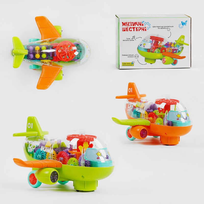 Picture of Літак музичний 80587 (72) "WToys" УКРАЇНСЬКЕ ОЗВУЧУВАННЯ, 2 види, шестерні, пісня, підсвічування, автоматичний рух, в коробці
